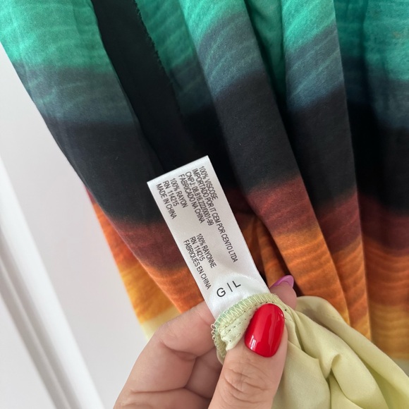 VIX Halter Resort Dress BY PAULA HERMANNY Size L Maxi Side Slit Sunset Jewel - Picture 10 of 10